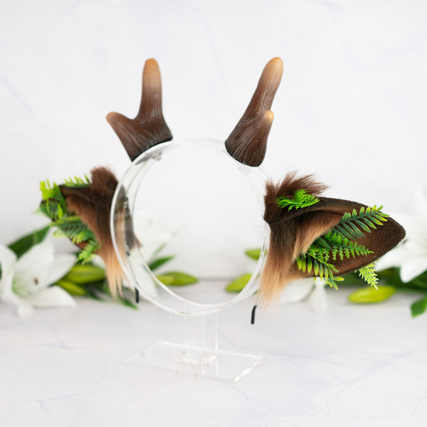 Dryad deer ears with antlers