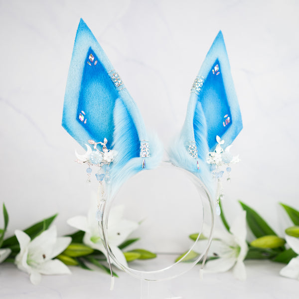 Elemental Fox Ears - Ice (with jewelry)