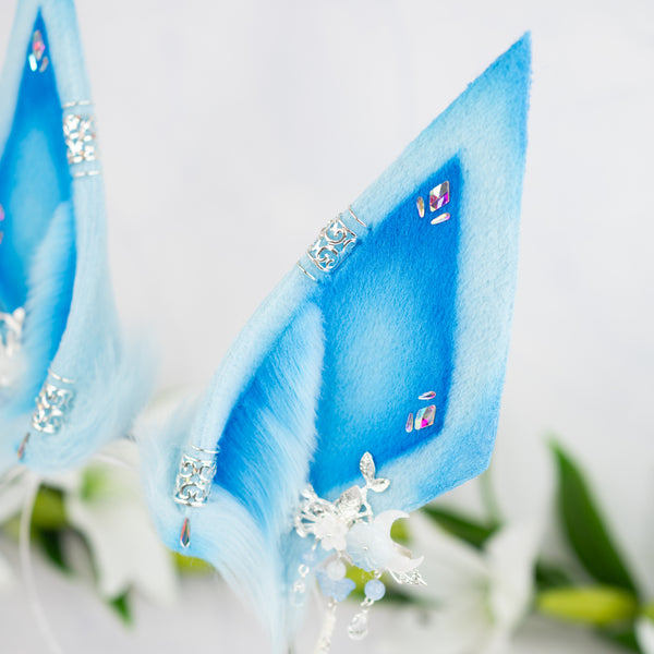 Elemental Fox Ears - Ice (with jewelry)