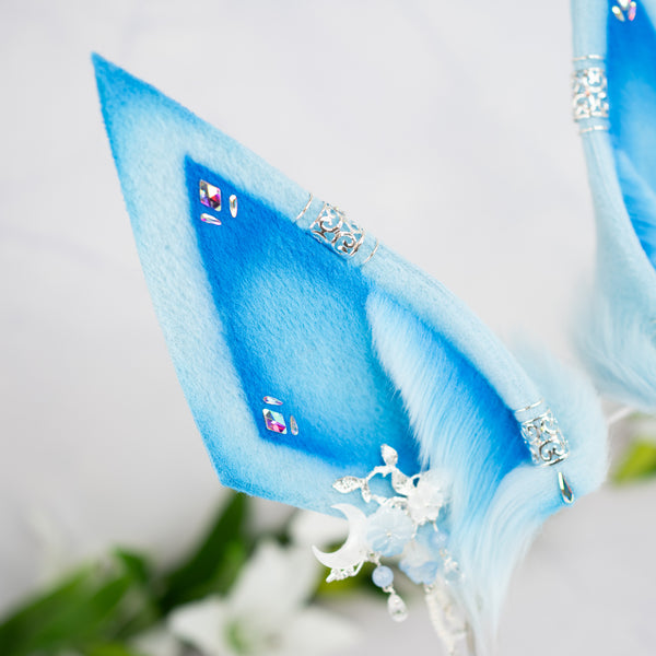 Elemental Fox Ears - Ice (with jewelry)