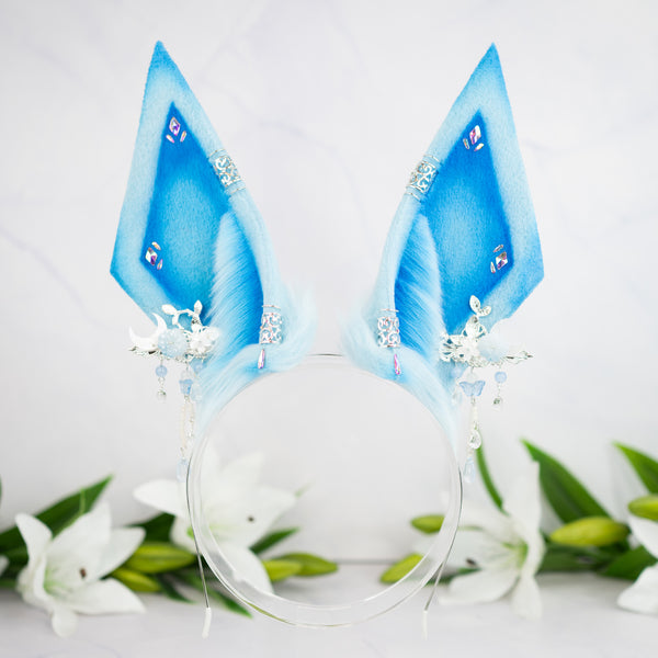 Elemental Fox Ears - Ice (with jewelry)