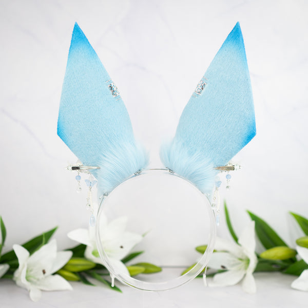 Elemental Fox Ears - Ice (with jewelry)