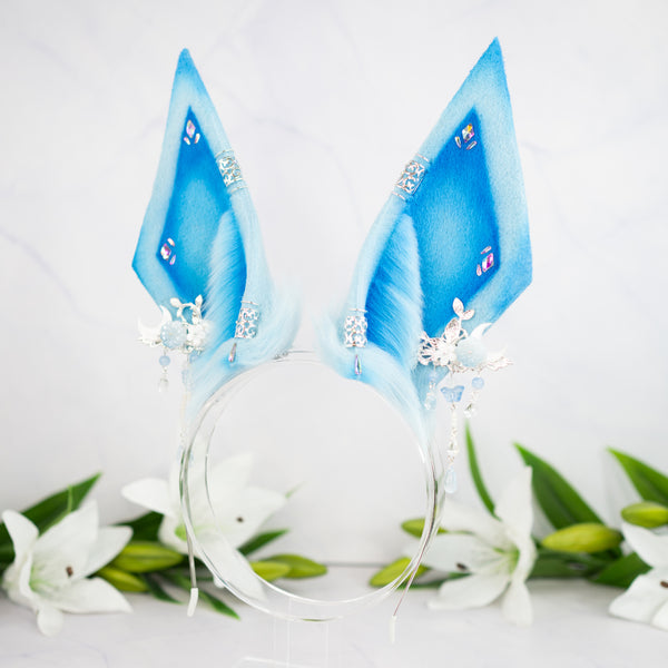 Elemental Fox Ears - Ice (with jewelry)