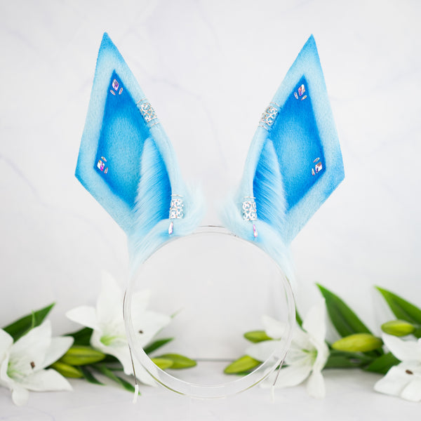 Elemental Fox Ears - Ice (with jewelry)