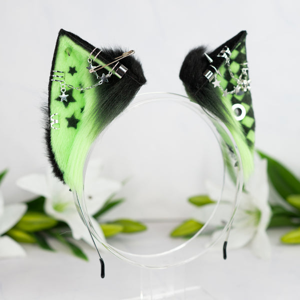 Emo/Scene cat ears (UV green)