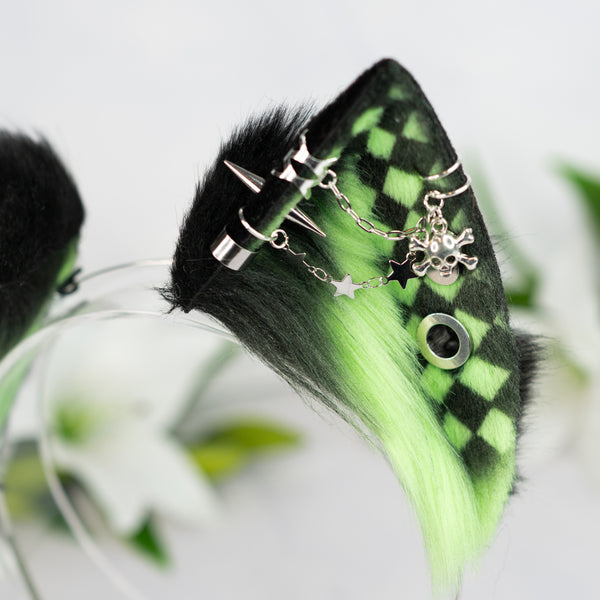 Emo/Scene cat ears (UV green)