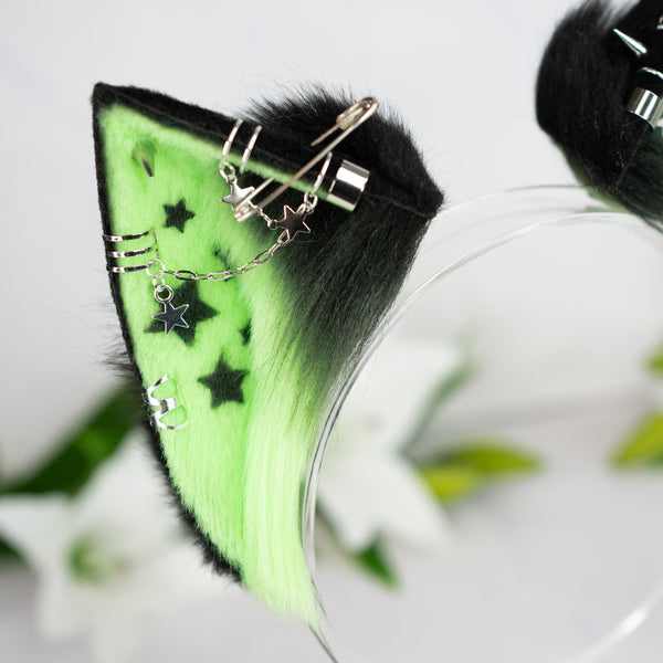 Emo/Scene cat ears (UV green)