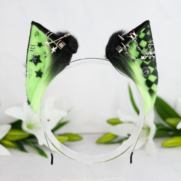 Emo/Scene cat ears (UV green)