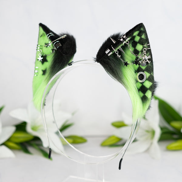 Emo/Scene cat ears (UV green)