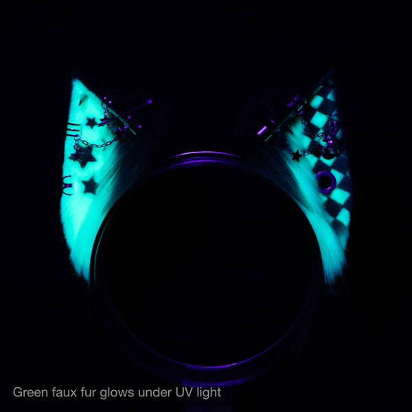 Emo/Scene cat ears (UV green)