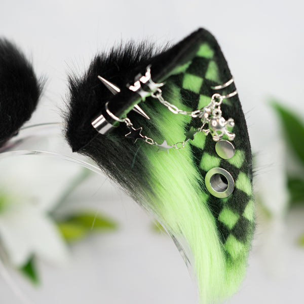 Emo/Scene cat ears (UV pink/green)