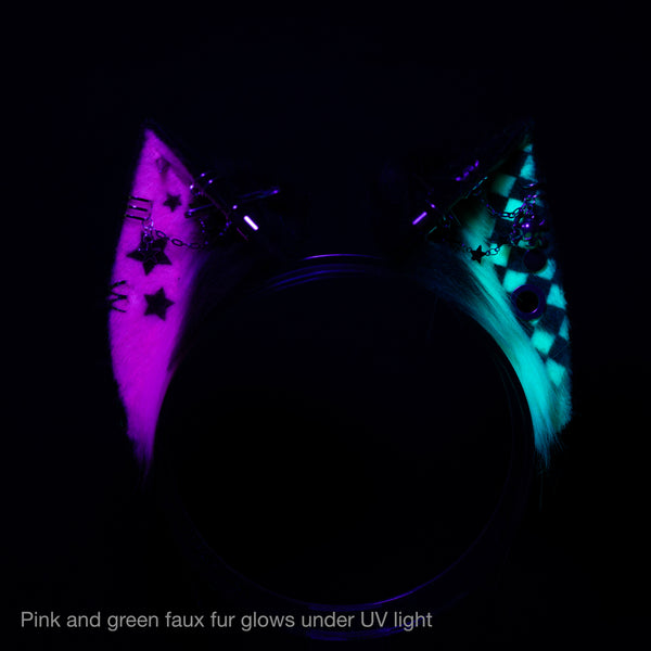Emo/Scene cat ears (UV pink/green)