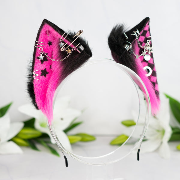 Emo/Scene cat ears (UV pink)