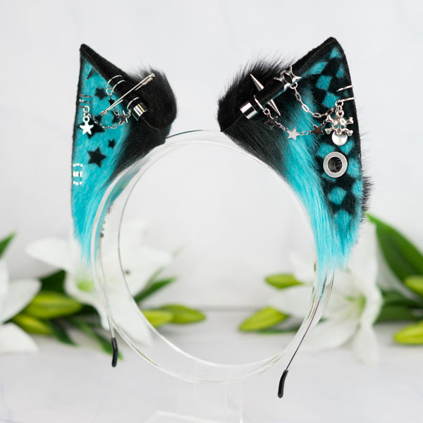 Emo/Scene cat ears (UV turquoise)