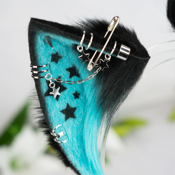 Emo/Scene cat ears (UV turquoise)