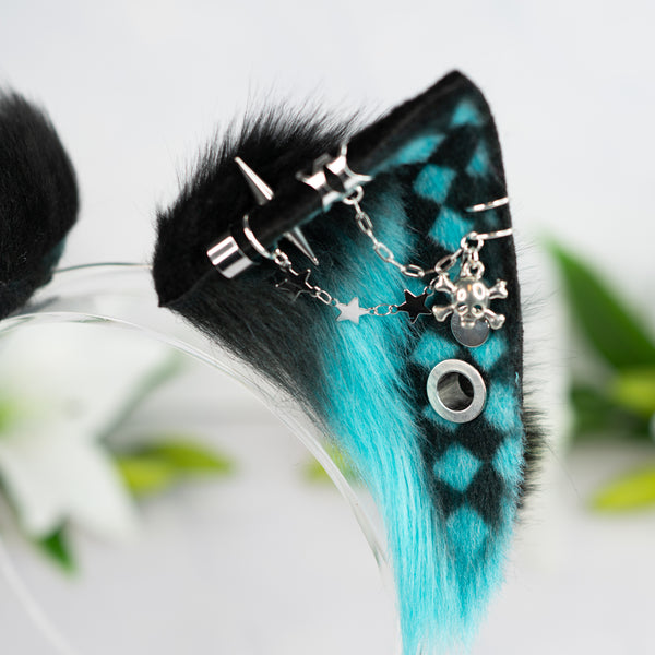 Emo/Scene cat ears (UV turquoise)