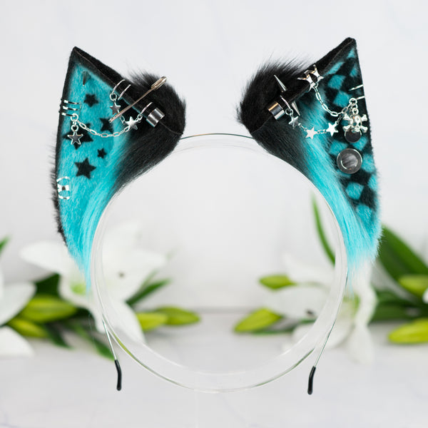 Emo/Scene cat ears (UV turquoise)