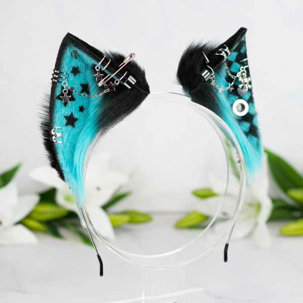 Emo/Scene cat ears (UV turquoise)