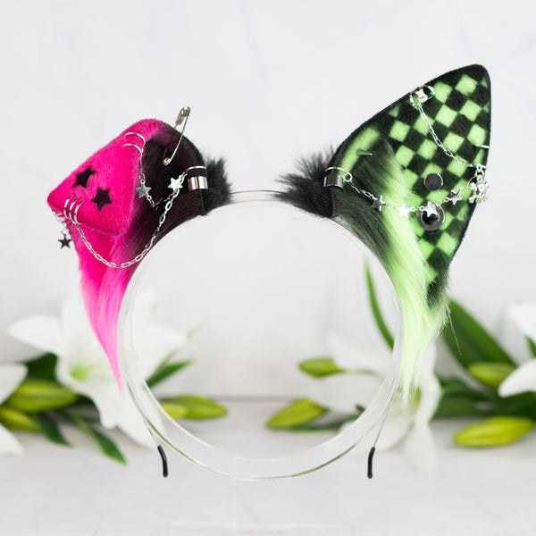 Emo/Scene puppy ears (UV pink/green)