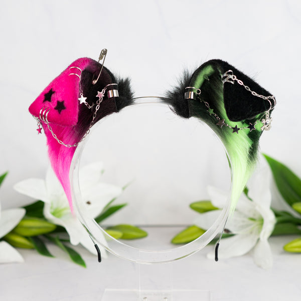 Emo/Scene puppy ears (UV pink/green)