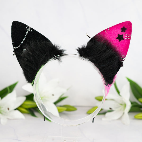 Emo/Scene puppy ears (UV pink/green)