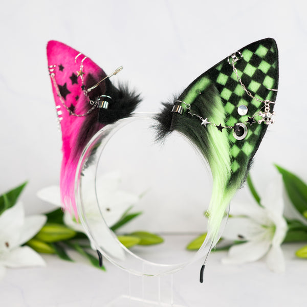 Emo/Scene puppy ears (UV pink/green)