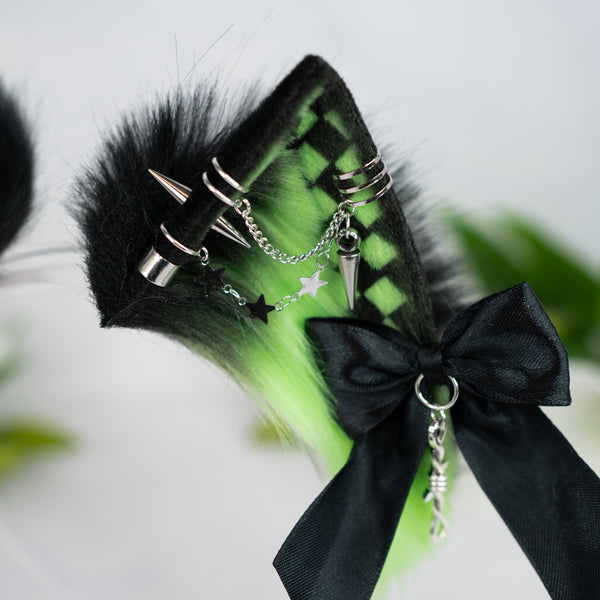 Emo/Scene cat ears (UV pink/green)