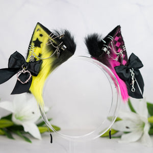 Emo/Scene cat ears (UV yellow/pink)