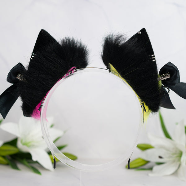 Emo/Scene cat ears (UV yellow/pink)