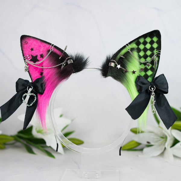 Emo/Scene puppy ears (UV pink/green)