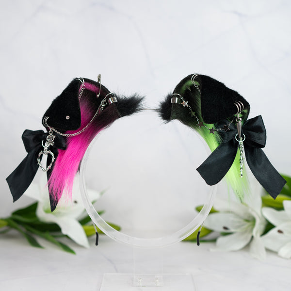 Emo/Scene puppy ears (UV pink/green)