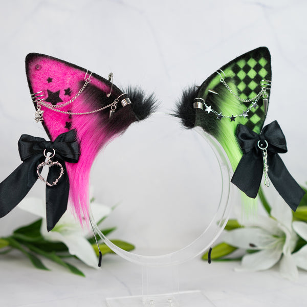 Emo/Scene puppy ears (UV pink/green)