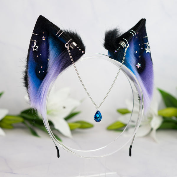 Purple/blue galaxy cat ears