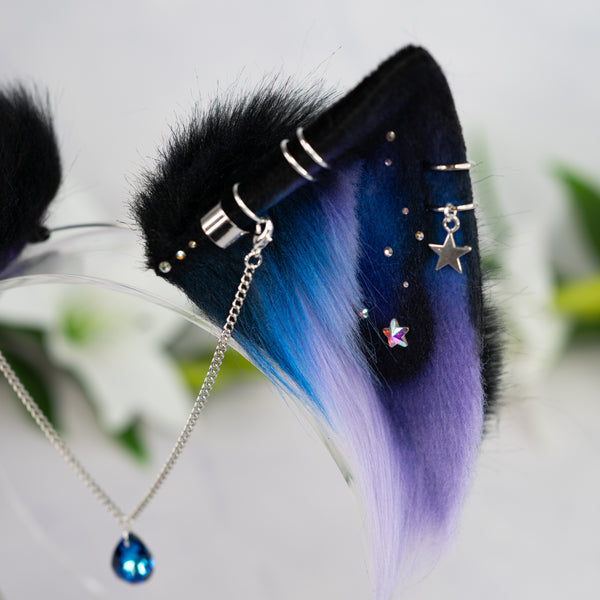 Purple/blue galaxy cat ears