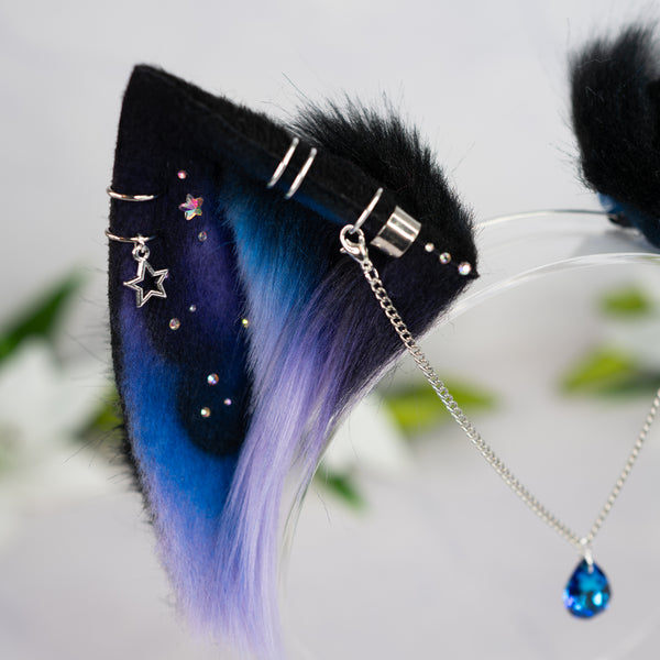 Purple/blue galaxy cat ears