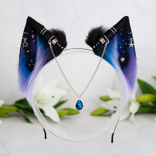 Purple/blue galaxy cat ears