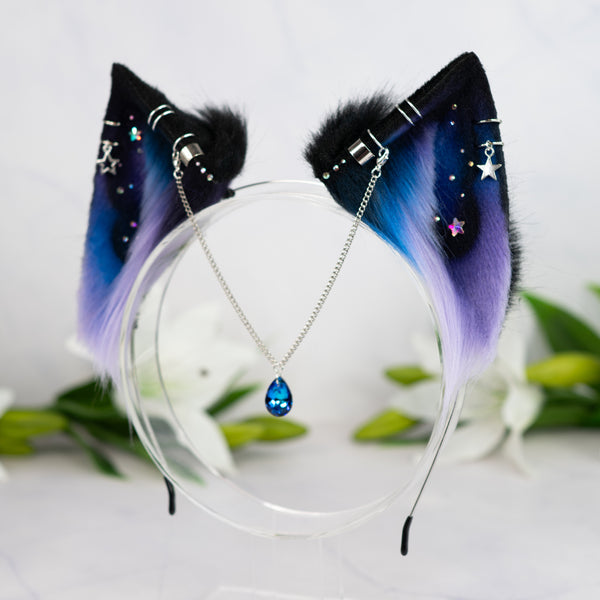 Purple/blue galaxy cat ears