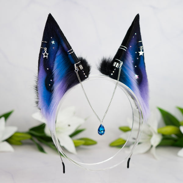 Purple/blue galaxy fox ears