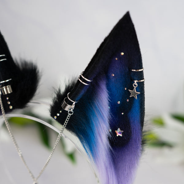 Purple/blue galaxy fox ears
