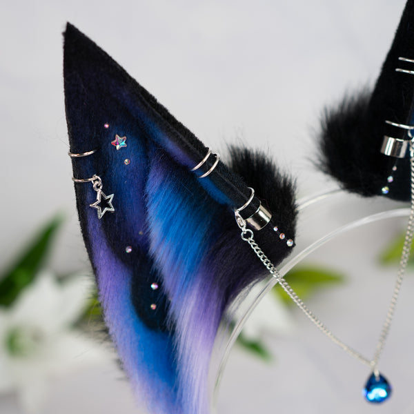 Purple/blue galaxy fox ears
