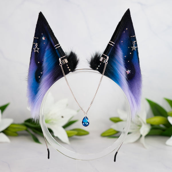Purple/blue galaxy fox ears