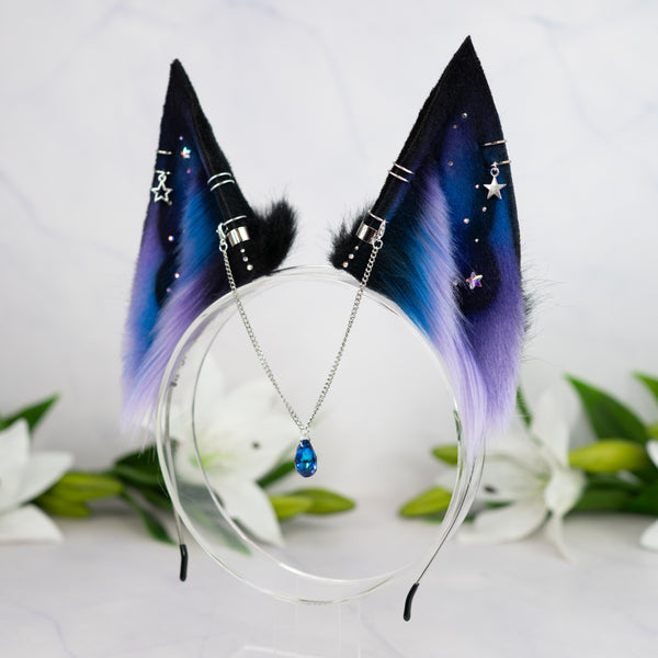 Purple/blue galaxy fox ears