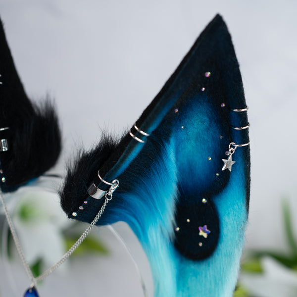 Turquoise galaxy kitsune ears