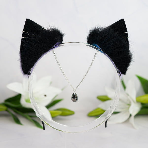 Purple/blue galaxy kitten ears