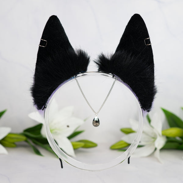 Purple/blue galaxy wolf ears (small)