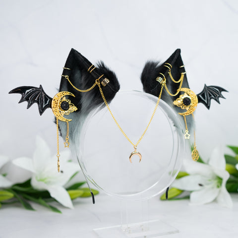 Gold goth cat ears