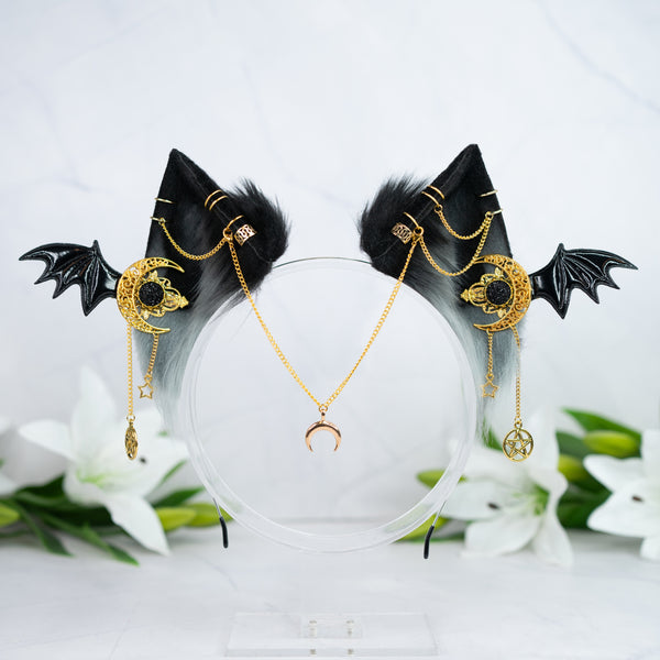 Gold goth cat ears