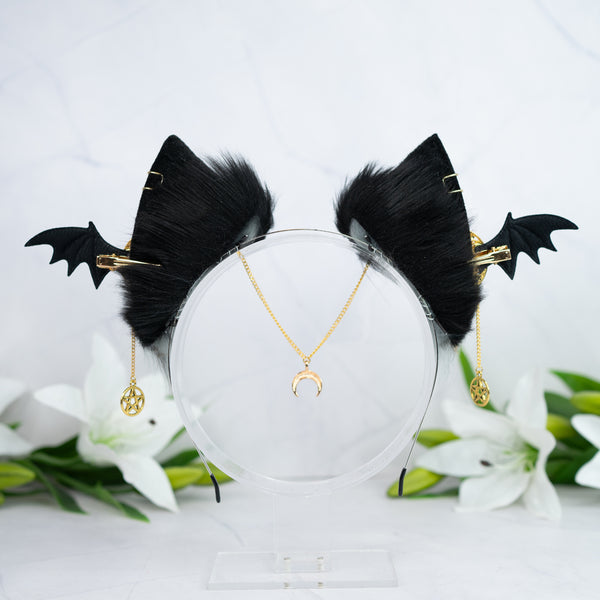 Gold goth cat ears