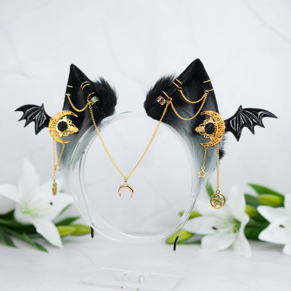 Gold goth cat ears