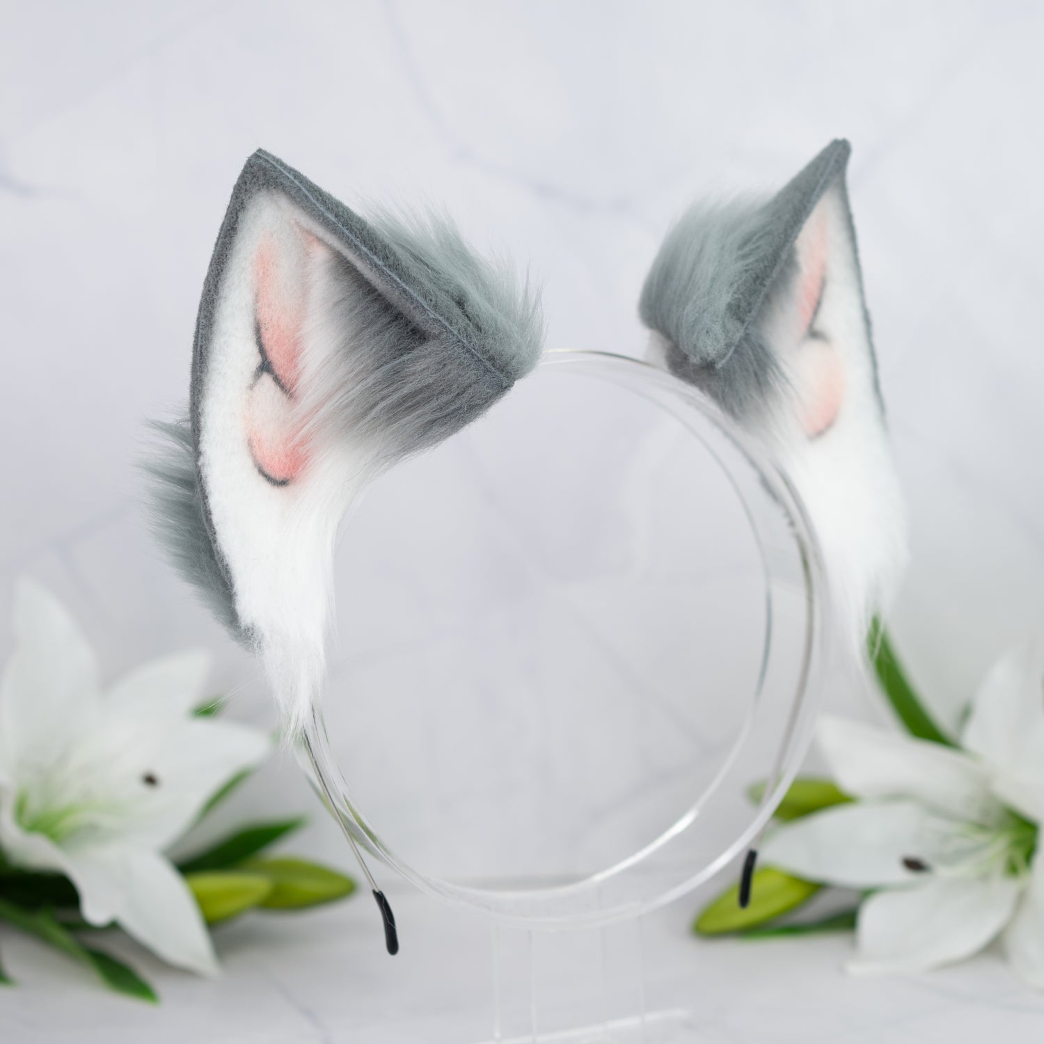 Grey cat ears